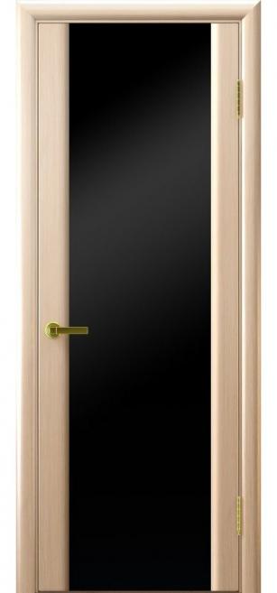 Фото Межкомнатная дверь "М1", беленый дуб, черное стекло